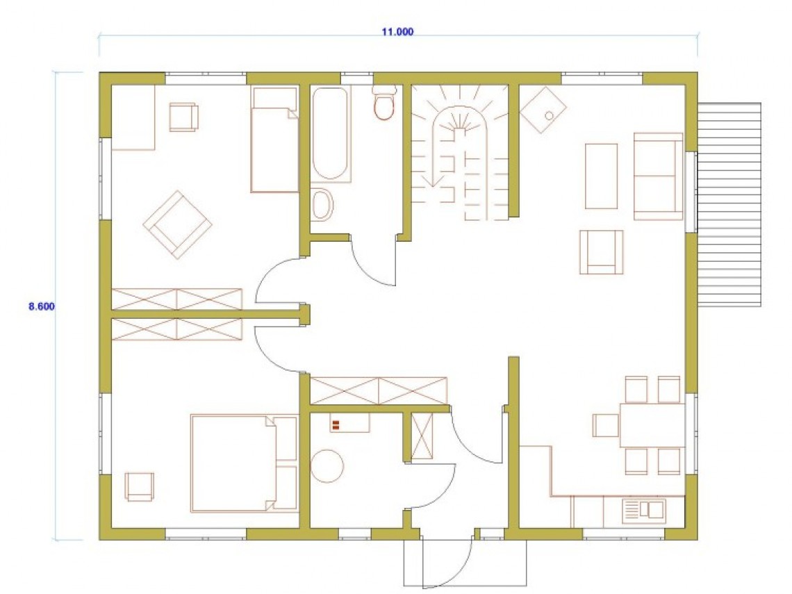 Timber frame home plan - Anita 11
