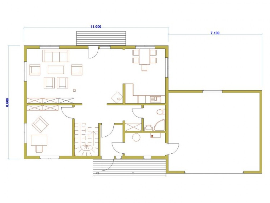 Timber frame home plan - Anita 14