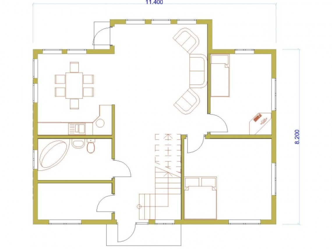 Timber frame home plan - Gauja 158