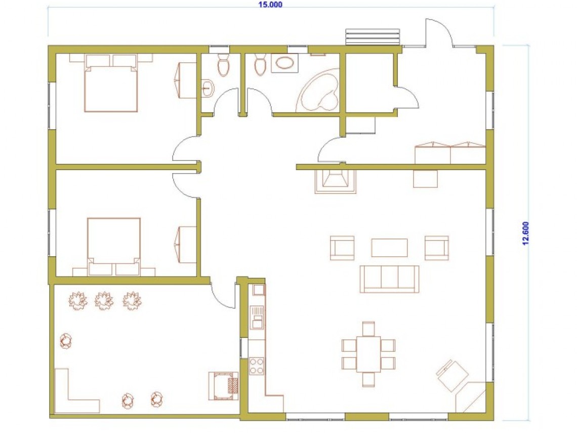 Timber frame home plan - Jurmala 170